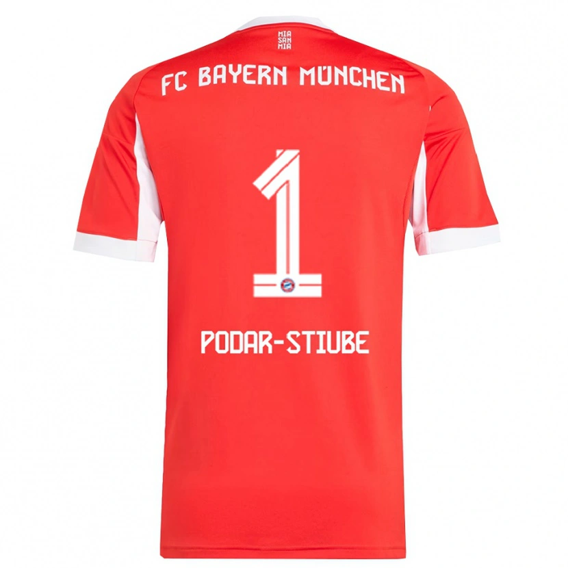 Danxen Mujer Camiseta David Podar-Stiube #1 Rojo Blanco 1ª Equipación 2025/26 La Camisa