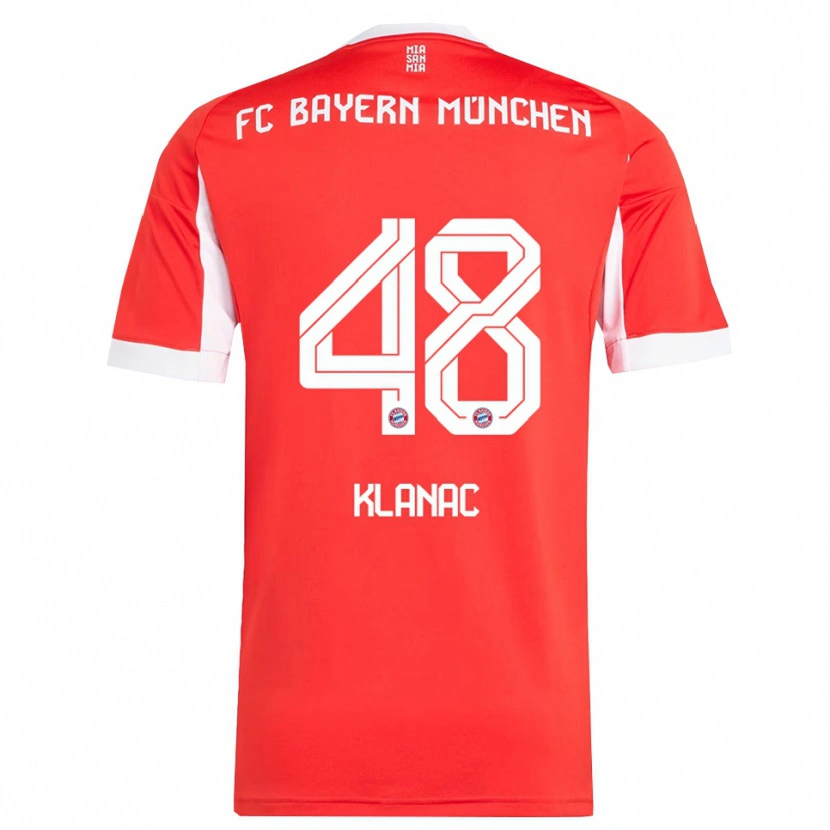 Danxen Mujer Camiseta Leon Klanac #48 Rojo Blanco 1ª Equipación 2025/26 La Camisa