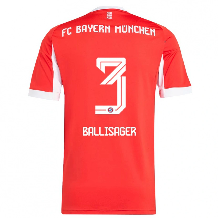 Danxen Mujer Camiseta Stine Ballisager #3 Rojo Blanco 1ª Equipación 2025/26 La Camisa