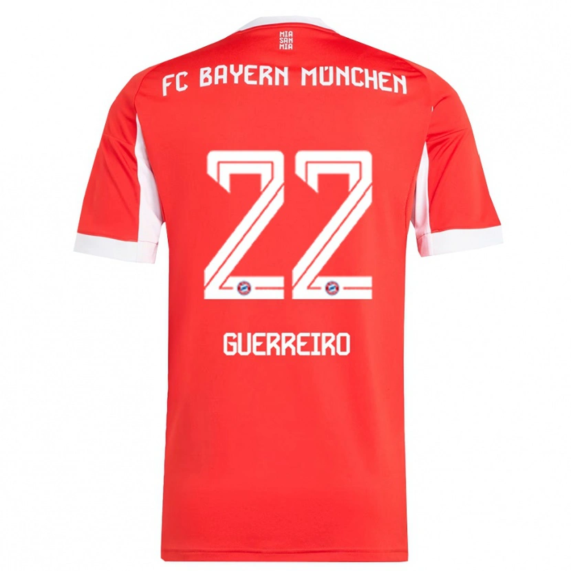 Danxen Mujer Camiseta Raphaël Guerreiro #22 Rojo Blanco 1ª Equipación 2025/26 La Camisa