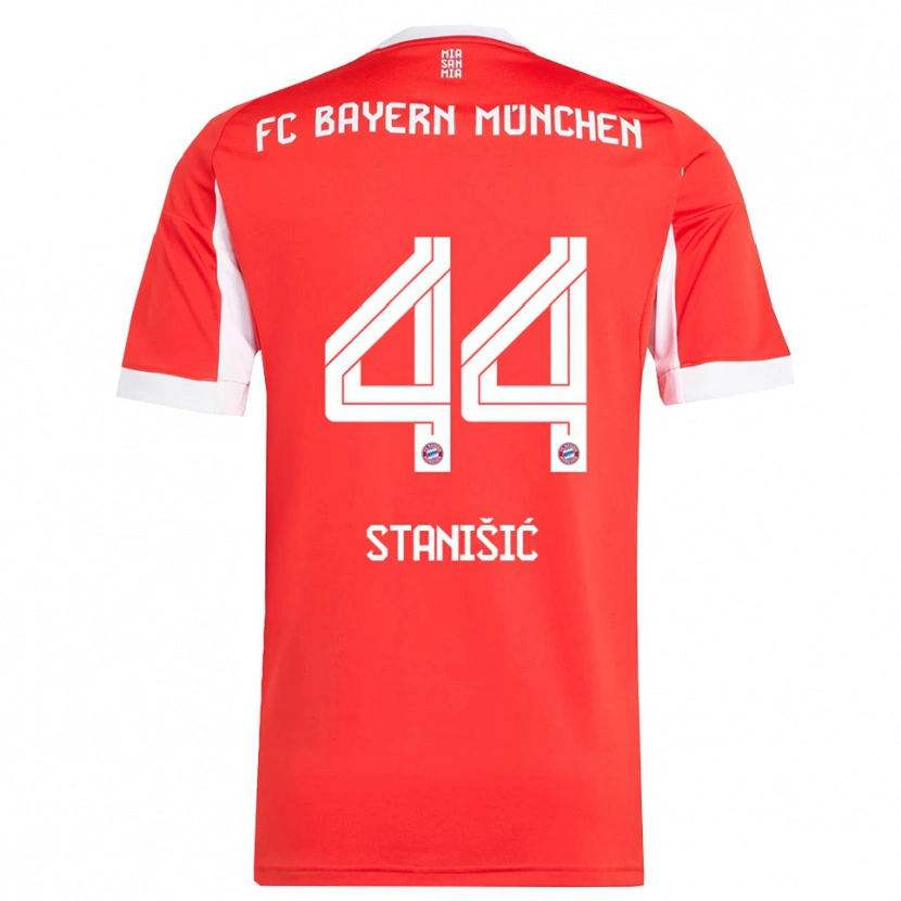 Danxen Mujer Camiseta Josip Stanisic #44 Rojo Blanco 1ª Equipación 2025/26 La Camisa