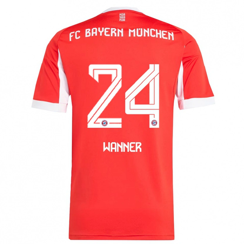 Danxen Mujer Camiseta Paul Wanner #24 Rojo Blanco 1ª Equipación 2025/26 La Camisa