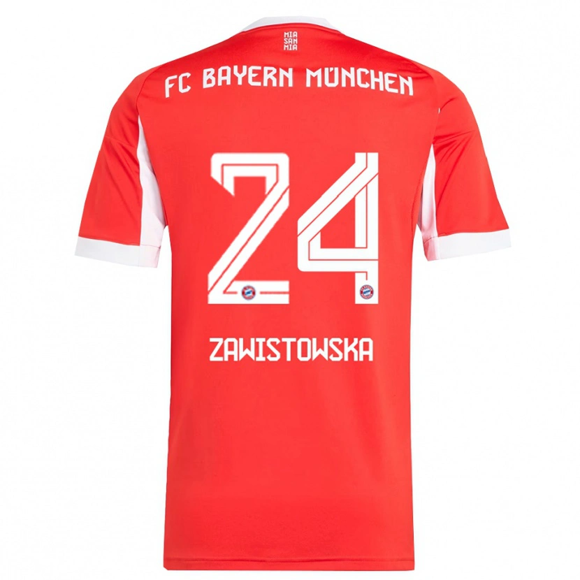 Danxen Mujer Camiseta Weronika Zawistowska #24 Rojo Blanco 1ª Equipación 2025/26 La Camisa