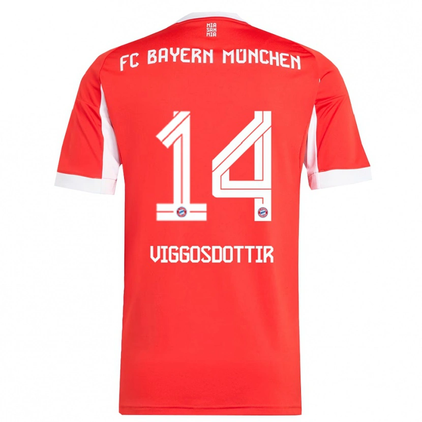 Danxen Mujer Camiseta Glodis Perla Viggosdottir #14 Rojo Blanco 1ª Equipación 2025/26 La Camisa