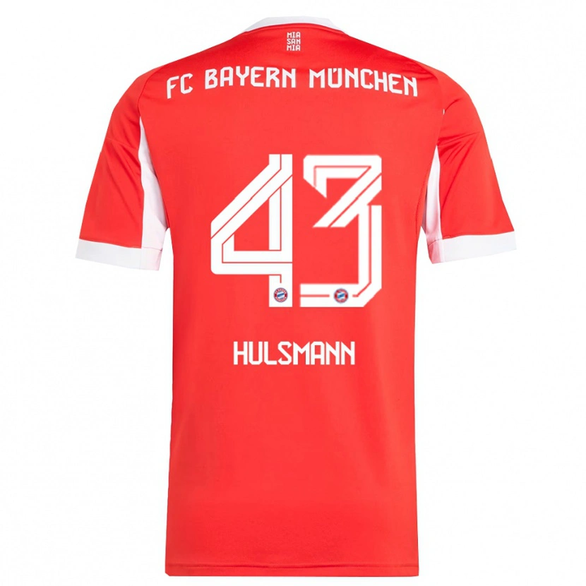 Danxen Mujer Camiseta Tom Hulsmann #43 Rojo Blanco 1ª Equipación 2025/26 La Camisa