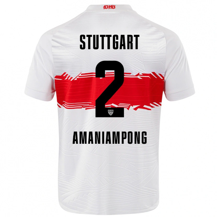 Danxen Mujer Camiseta Kaden Amaniampong #2 Blanco Rojo 1ª Equipación 2025/26 La Camisa