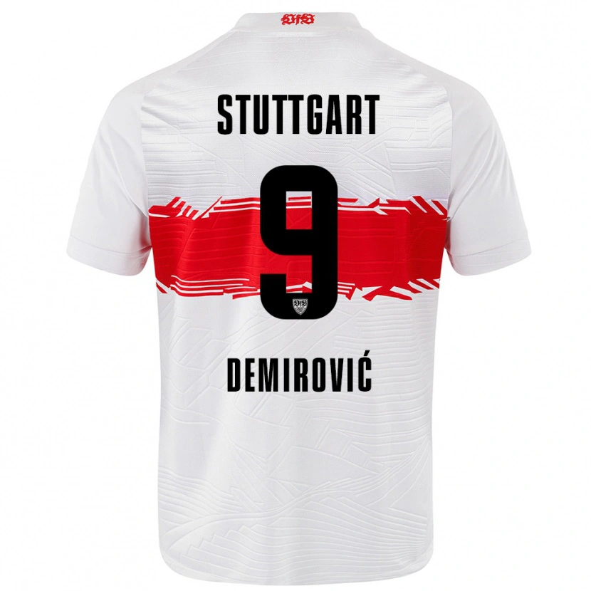 Danxen Mujer Camiseta Ermedin Demirovic #9 Blanco Rojo 1ª Equipación 2025/26 La Camisa