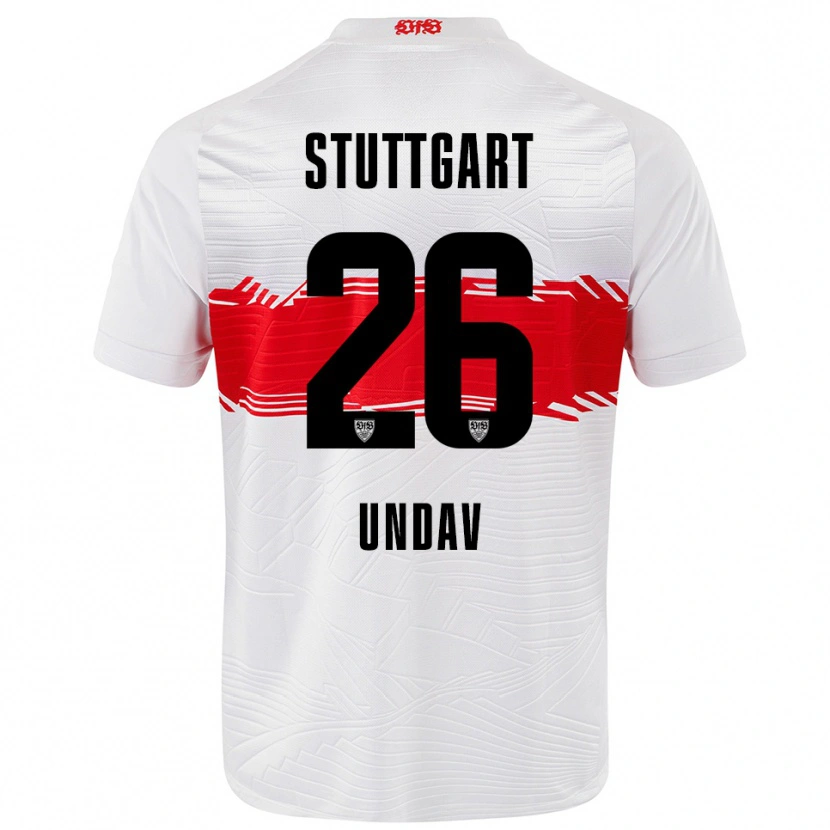 Danxen Mujer Camiseta Deniz Undav #26 Blanco Rojo 1ª Equipación 2025/26 La Camisa