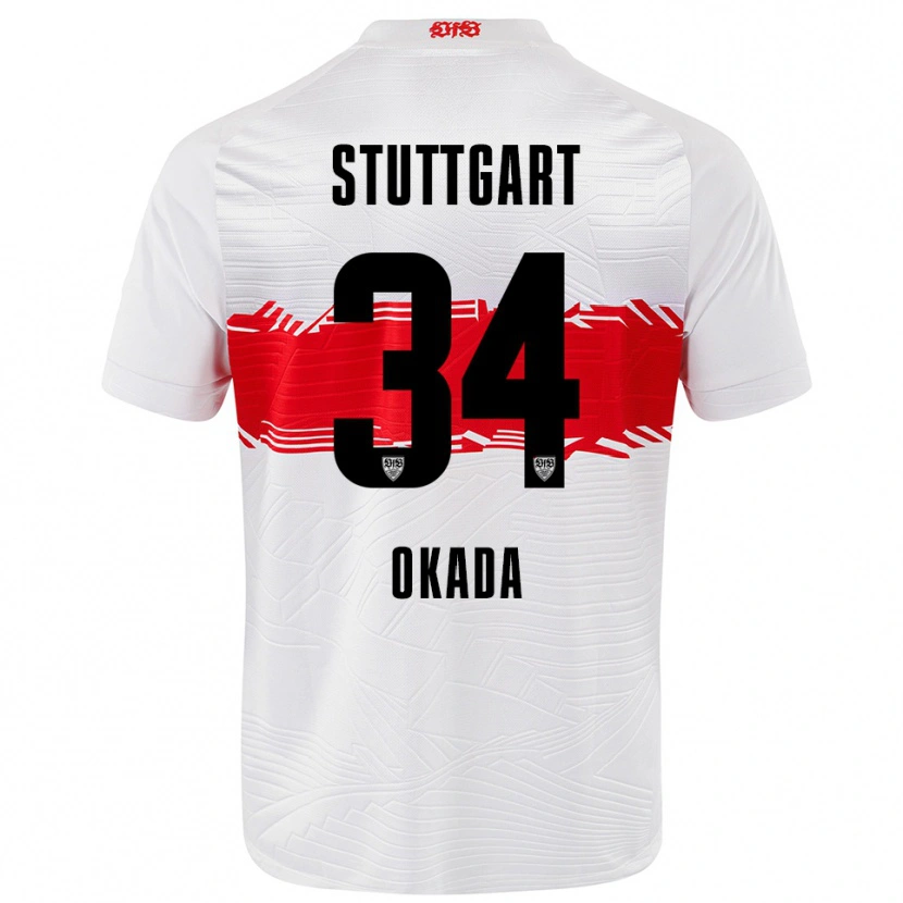 Danxen Mujer Camiseta Rei Okada #34 Blanco Rojo 1ª Equipación 2025/26 La Camisa