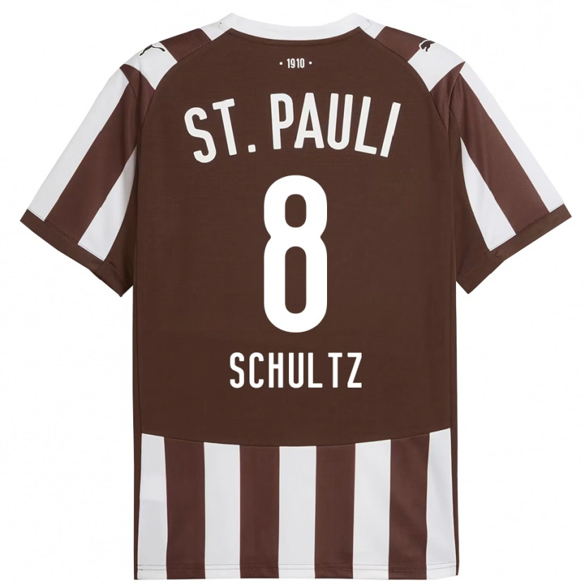 Danxen Mujer Camiseta Paul Schultz #8 Café Blanco 1ª Equipación 2025/26 La Camisa