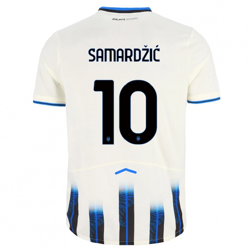 Danxen Mujer Camiseta Lazar Samardžić #10 Blanco Azul 2ª Equipación 2025/26 La Camisa