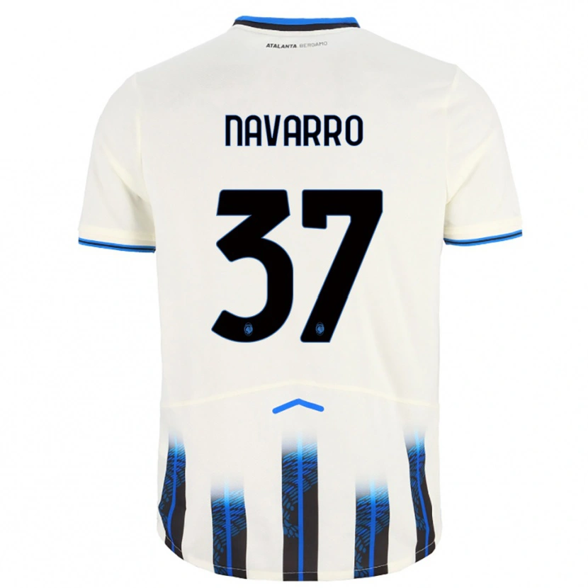 Danxen Mujer Camiseta Albert Navarro #37 Blanco Azul 2ª Equipación 2025/26 La Camisa