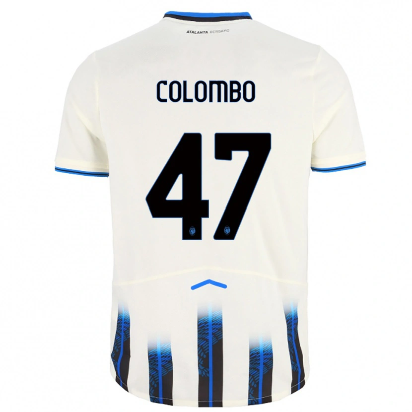 Danxen Mujer Camiseta Matteo Colombo #47 Blanco Azul 2ª Equipación 2025/26 La Camisa