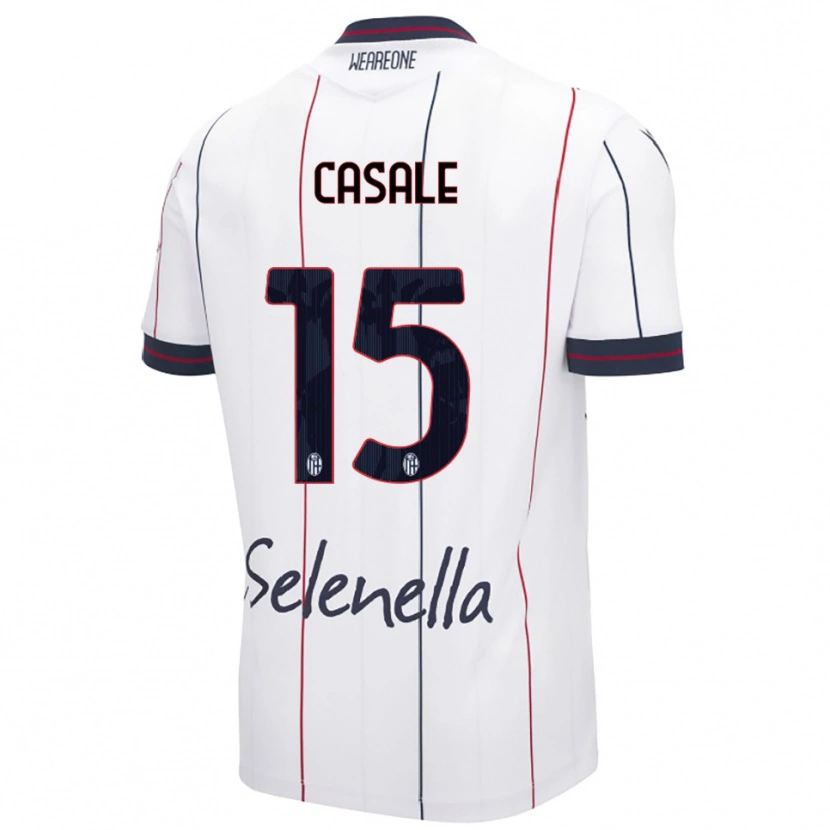 Danxen Mujer Camiseta Nicolò Casale #15 Blanco Azul Real 2ª Equipación 2025/26 La Camisa