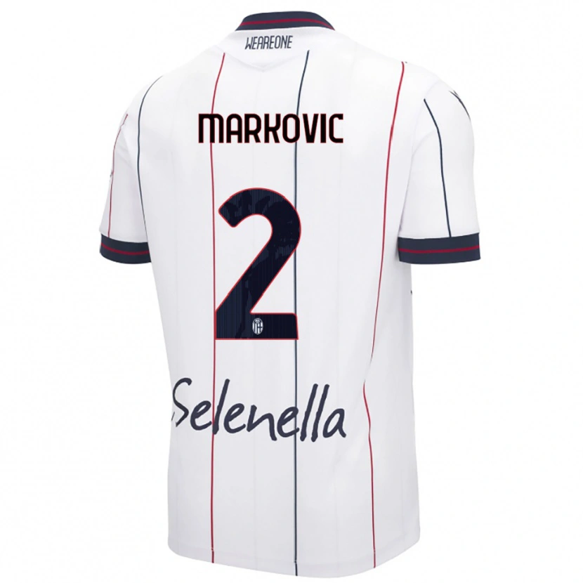 Danxen Mujer Camiseta Petar Markovic #2 Blanco Azul Real 2ª Equipación 2025/26 La Camisa