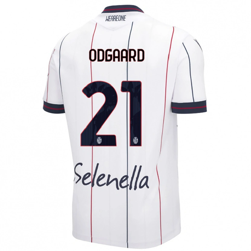 Danxen Mujer Camiseta Jens Odgaard #21 Blanco Azul Real 2ª Equipación 2025/26 La Camisa