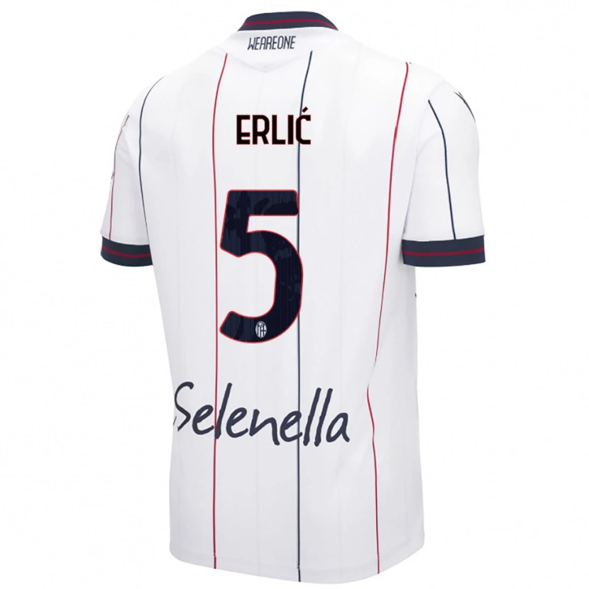 Danxen Mujer Camiseta Martin Erlić #5 Blanco Azul Real 2ª Equipación 2025/26 La Camisa