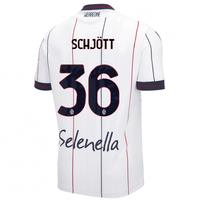 Danxen Mujer Camiseta Gustav Schjött #36 Blanco Azul Real 2ª Equipación 2025/26 La Camisa