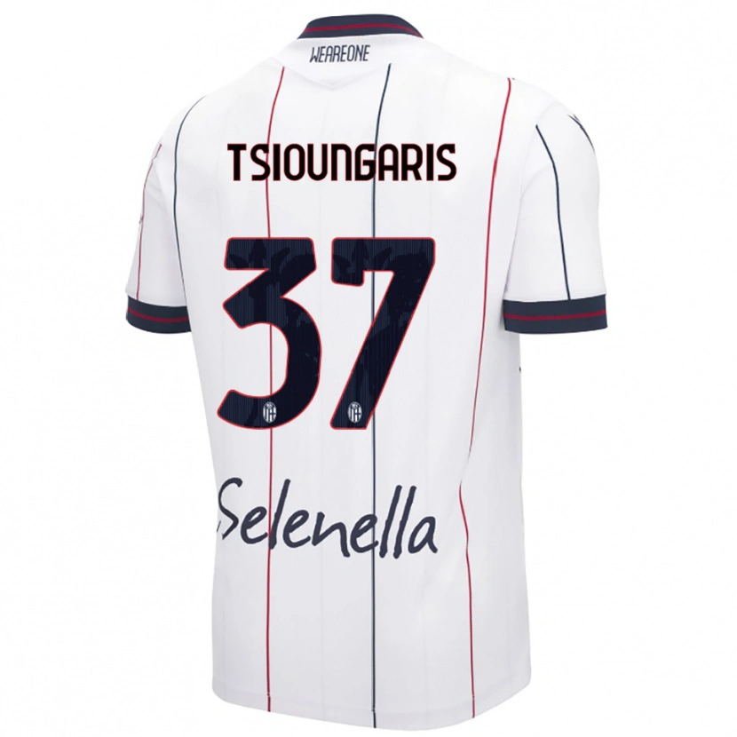 Danxen Mujer Camiseta Theodoros Tsioungaris #37 Blanco Azul Real 2ª Equipación 2025/26 La Camisa