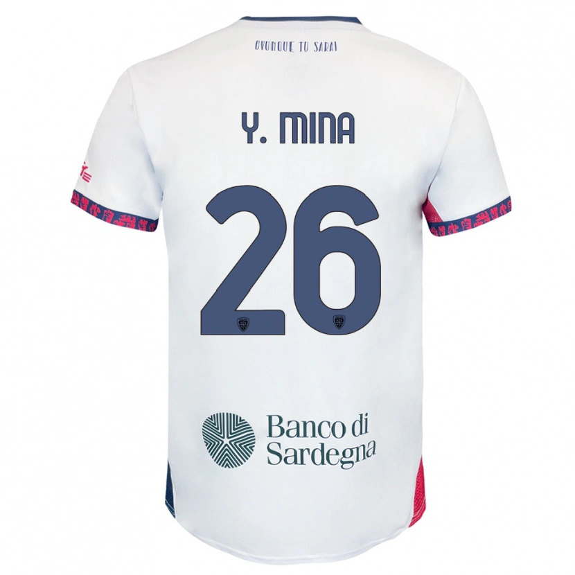 Danxen Mujer Camiseta Yerry Mina #26 Blanco Marino Rojo 2ª Equipación 2025/26 La Camisa