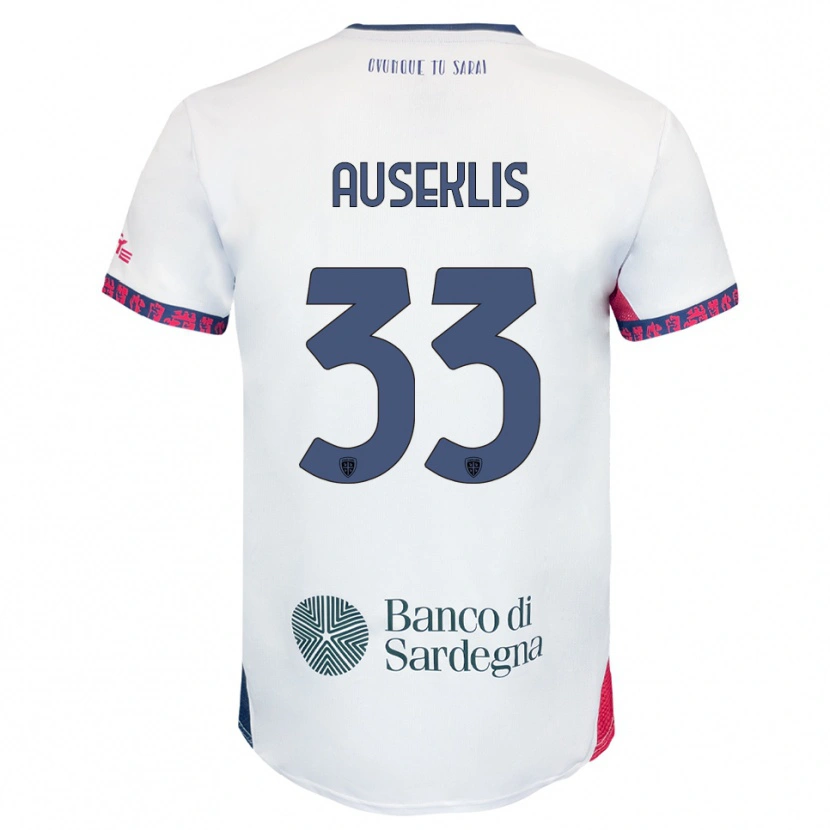 Danxen Mujer Camiseta Henrijs Auseklis #33 Blanco Marino Rojo 2ª Equipación 2025/26 La Camisa
