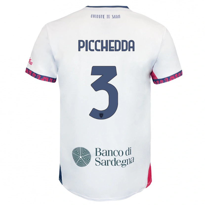 Danxen Mujer Camiseta Marco Picchedda #3 Blanco Marino Rojo 2ª Equipación 2025/26 La Camisa