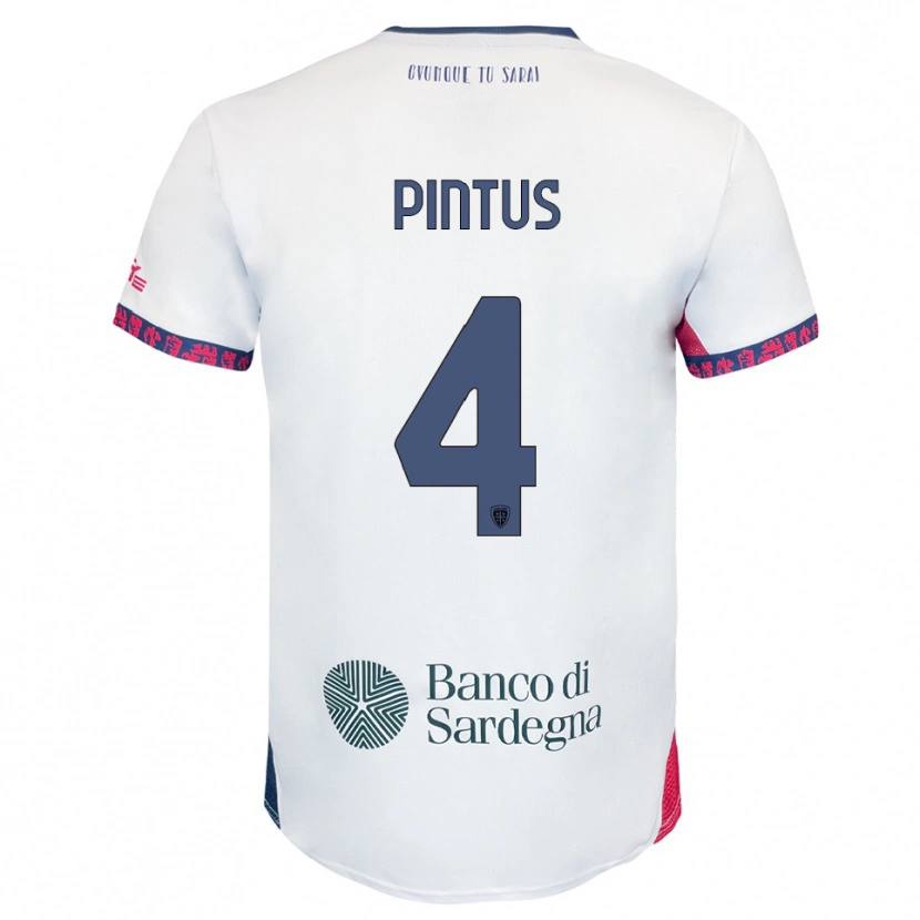 Danxen Mujer Camiseta Luca Pintus #4 Blanco Marino Rojo 2ª Equipación 2025/26 La Camisa