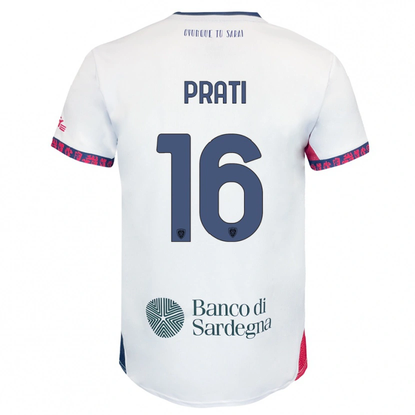 Danxen Mujer Camiseta Matteo Prati #16 Blanco Marino Rojo 2ª Equipación 2025/26 La Camisa