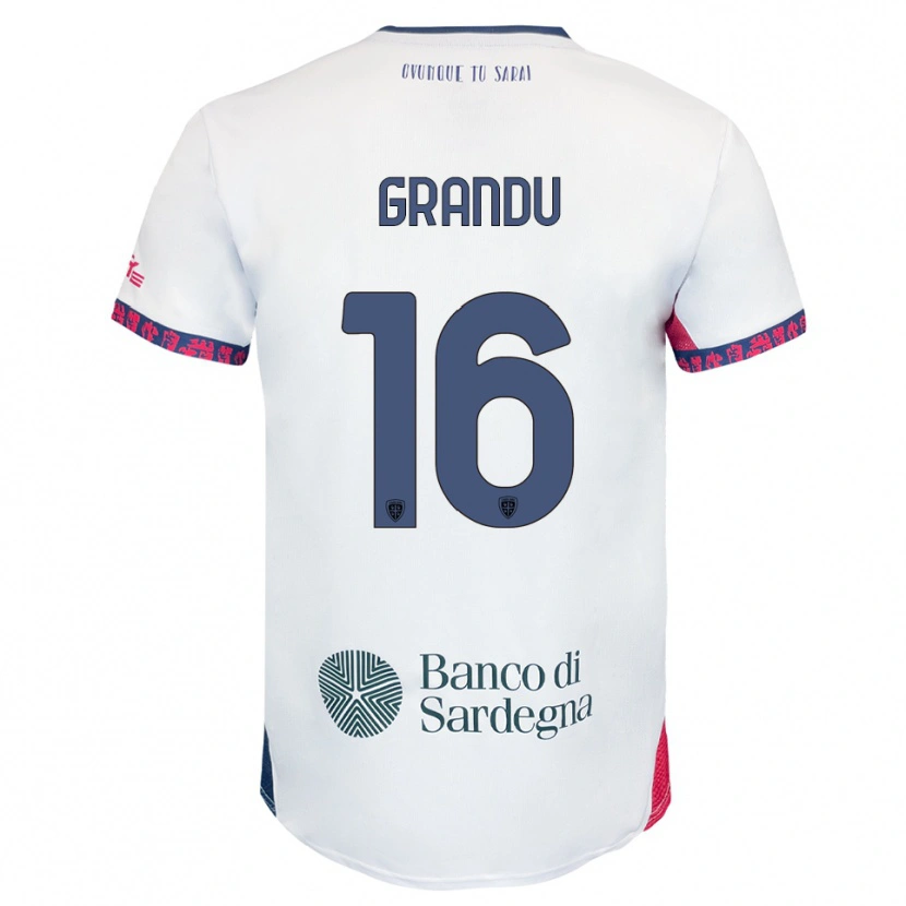 Danxen Mujer Camiseta Nicola Grandu #16 Blanco Marino Rojo 2ª Equipación 2025/26 La Camisa
