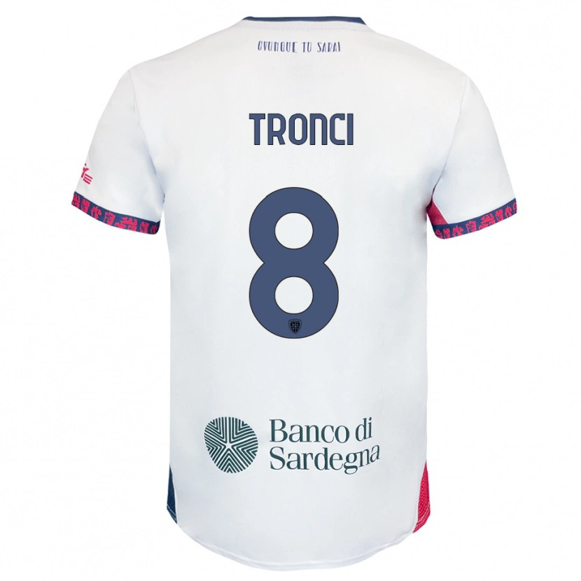 Danxen Mujer Camiseta Luca Tronci #8 Blanco Marino Rojo 2ª Equipación 2025/26 La Camisa
