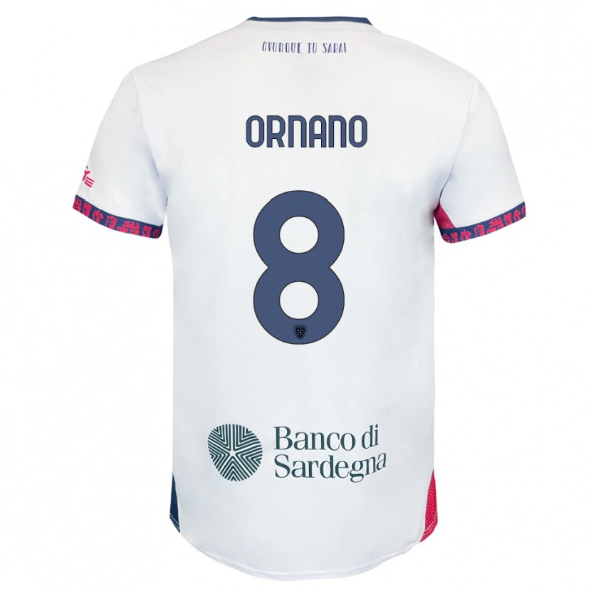 Danxen Mujer Camiseta Marco Ornano #8 Blanco Marino Rojo 2ª Equipación 2025/26 La Camisa