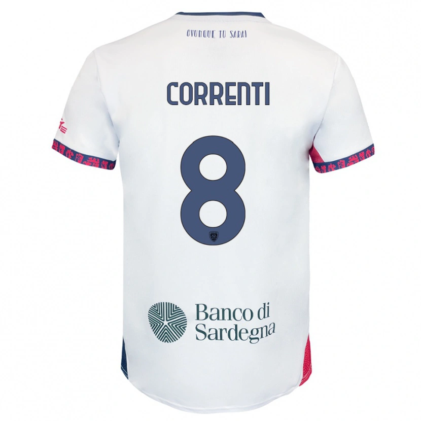 Danxen Mujer Camiseta Gabriele Correnti #8 Blanco Marino Rojo 2ª Equipación 2025/26 La Camisa