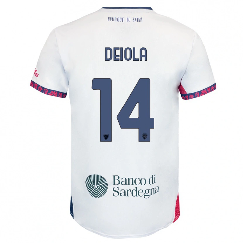 Danxen Mujer Camiseta Alessandro Deiola #14 Blanco Marino Rojo 2ª Equipación 2025/26 La Camisa
