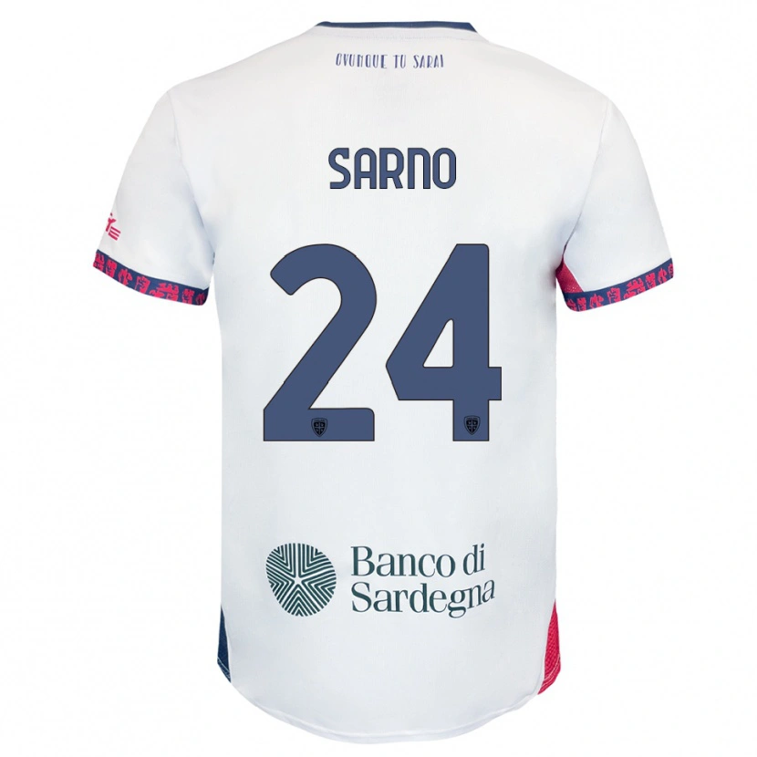 Danxen Mujer Camiseta Vincenzo Sarno #24 Blanco Marino Rojo 2ª Equipación 2025/26 La Camisa