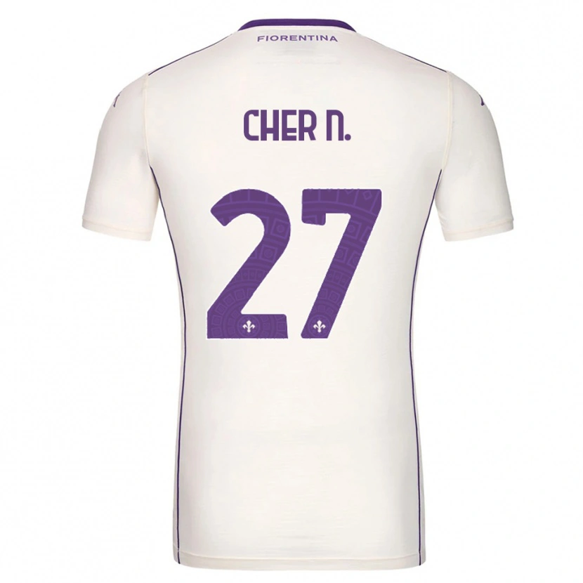 Danxen Mujer Camiseta Cher Ndour #27 Blanco Púrpura Rojo 2ª Equipación 2025/26 La Camisa