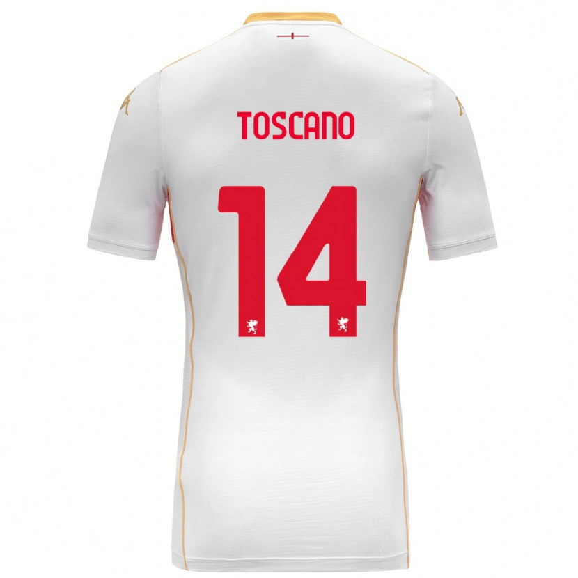 Danxen Mujer Camiseta Filippo Toscano #14 Blanco Rojo 2ª Equipación 2025/26 La Camisa