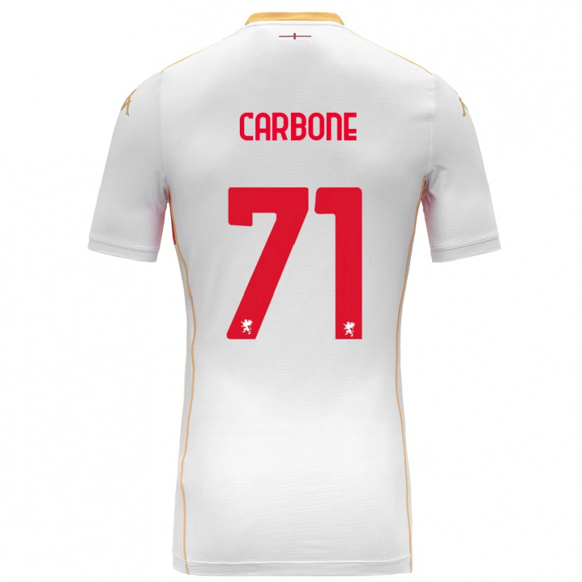 Danxen Mujer Camiseta Filippo Carbone #71 Blanco Rojo 2ª Equipación 2025/26 La Camisa