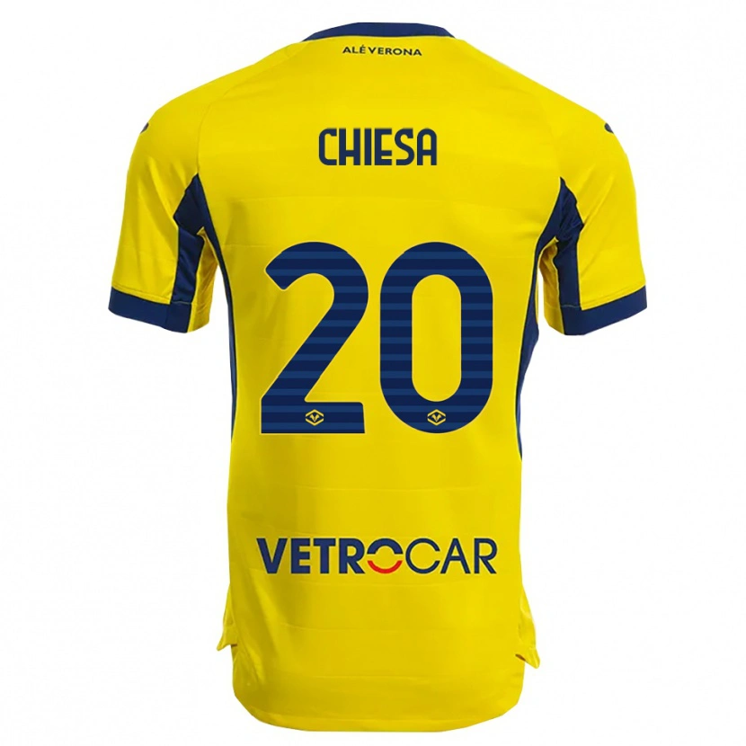 Danxen Mujer Camiseta Mattia Chiesa #20 Amarillo Marino 2ª Equipación 2025/26 La Camisa