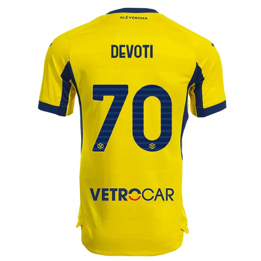 Danxen Mujer Camiseta Andrea Devoti #70 Amarillo Marino 2ª Equipación 2025/26 La Camisa