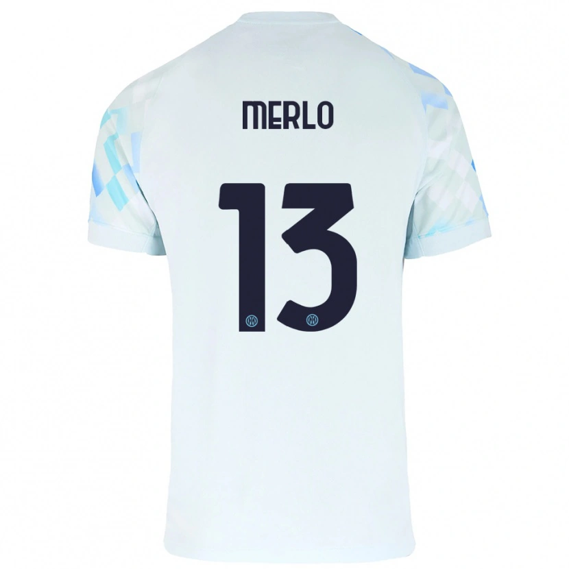 Danxen Mujer Camiseta Beatrice Merlo #13 Blanco Azul 2ª Equipación 2025/26 La Camisa