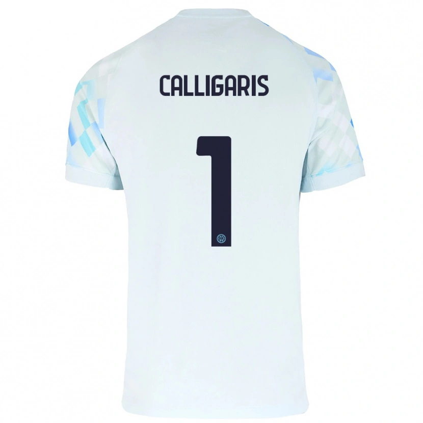 Danxen Mujer Camiseta Alessandro Calligaris #1 Blanco Azul 2ª Equipación 2025/26 La Camisa