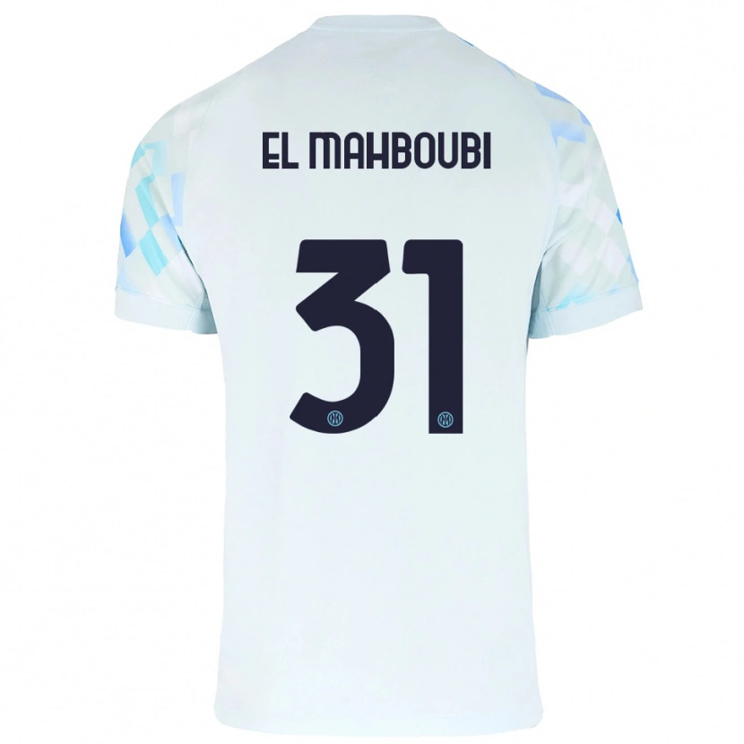 Danxen Mujer Camiseta Anas El Mahboubi #31 Blanco Azul 2ª Equipación 2025/26 La Camisa