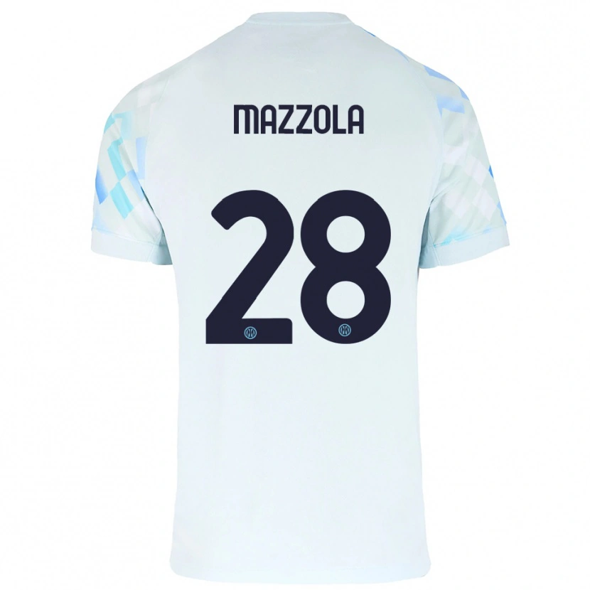 Danxen Mujer Camiseta Giuseppe Mazzola #28 Blanco Azul 2ª Equipación 2025/26 La Camisa