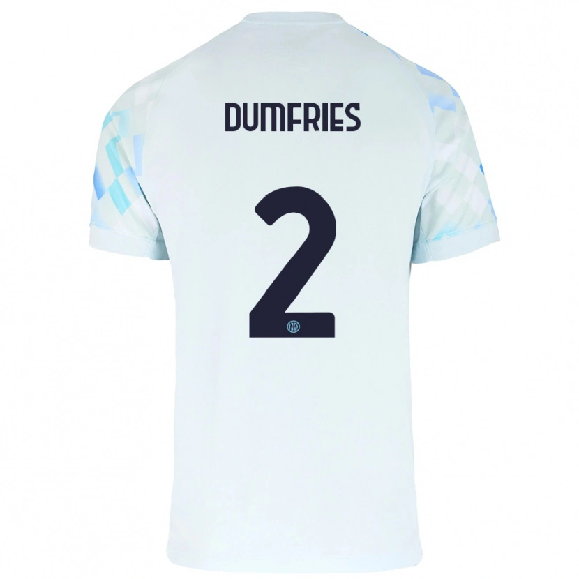 Danxen Mujer Camiseta Denzel Dumfries #2 Blanco Azul 2ª Equipación 2025/26 La Camisa
