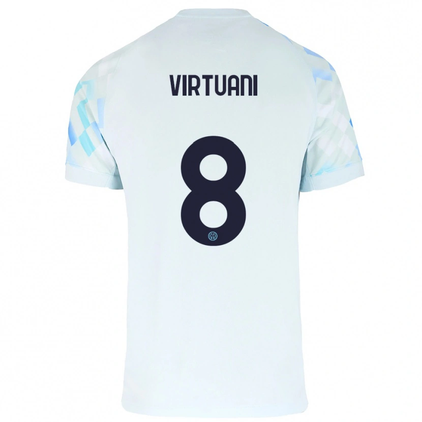 Danxen Mujer Camiseta Marco Virtuani #8 Blanco Azul 2ª Equipación 2025/26 La Camisa