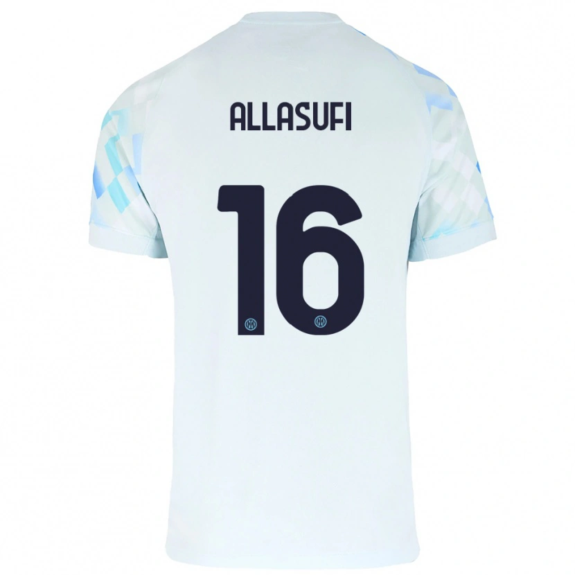Danxen Mujer Camiseta Mattias Allasufi #16 Blanco Azul 2ª Equipación 2025/26 La Camisa