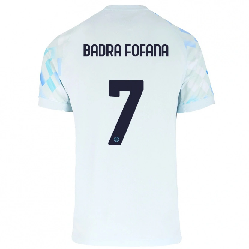 Danxen Mujer Camiseta Aliou Badra Fofana #7 Blanco Azul 2ª Equipación 2025/26 La Camisa
