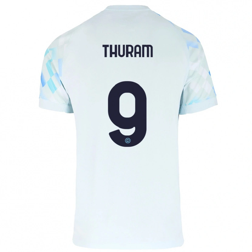 Danxen Mujer Camiseta Marcus Thuram #9 Blanco Azul 2ª Equipación 2025/26 La Camisa