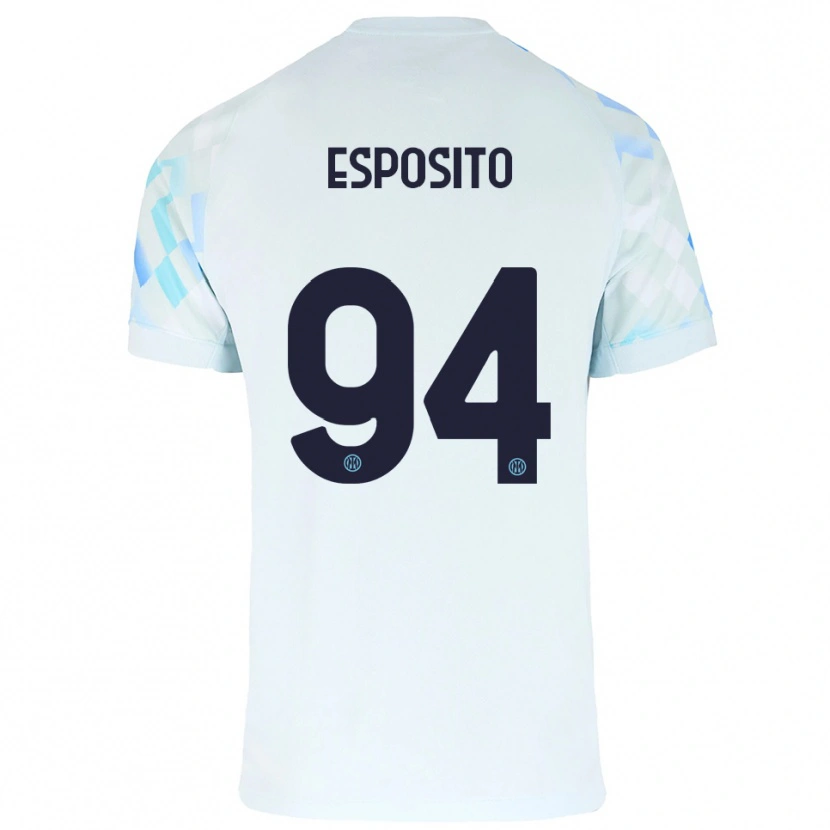Danxen Mujer Camiseta Pio Esposito #94 Blanco Azul 2ª Equipación 2025/26 La Camisa