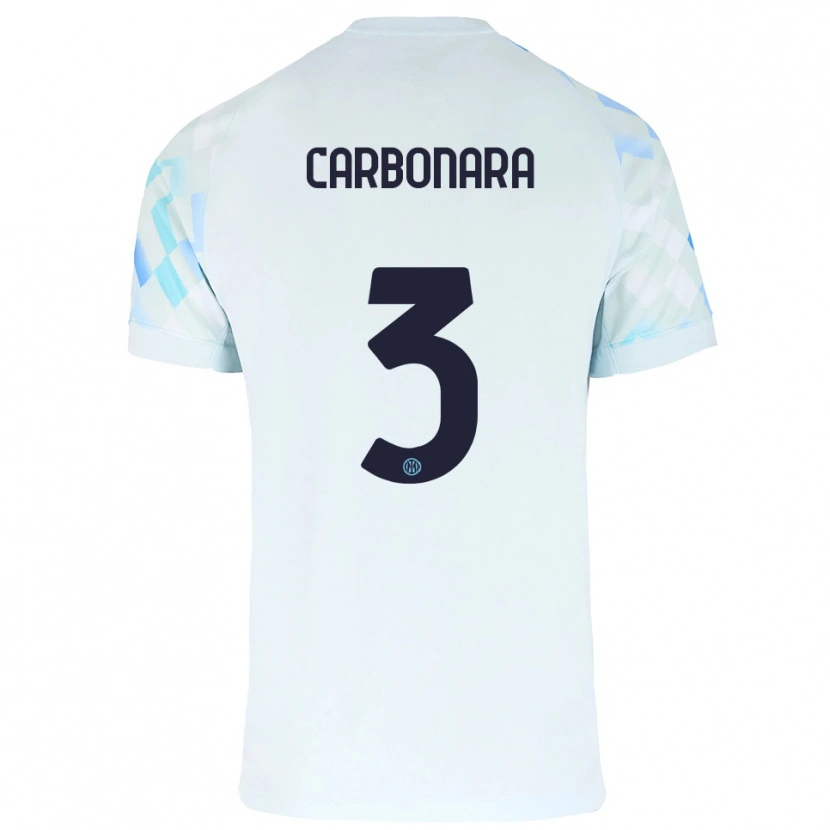 Danxen Mujer Camiseta Matteo Carbonara #3 Blanco Azul 2ª Equipación 2025/26 La Camisa